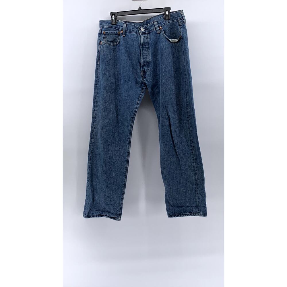 LEVI'S Men's Medium Blue Denim 501 Straight-Leg Button-Fly Jeans SZ 36X29